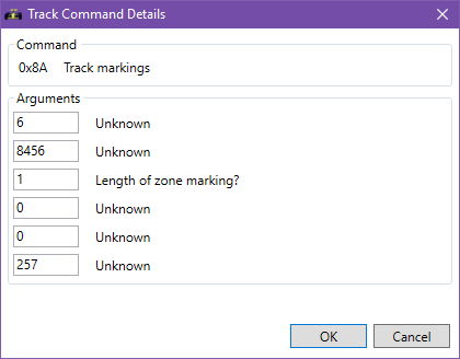 Generic track command details window screenshot