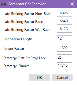 Computer car behavior window screenshot