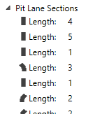 Pit lane section treeview screenshot