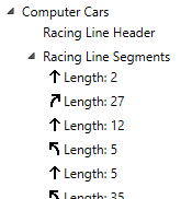 Racing line treeview screenshot