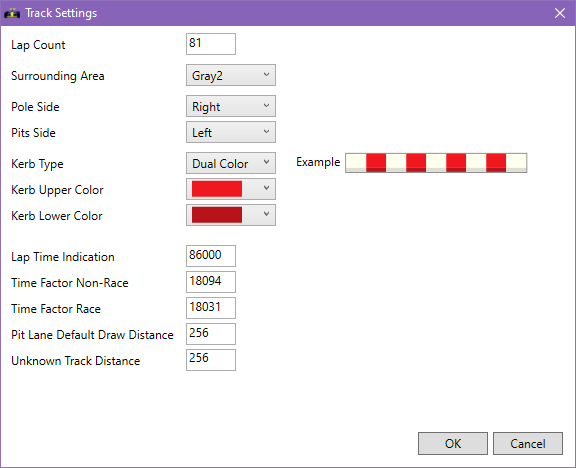 Track Layout Misc Settings screenshot